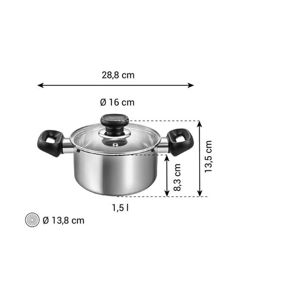 Oală cu capac din oțel inoxidabil 1,5 l adecvată pentru plita cu inducție Brava – Tescoma-image-3