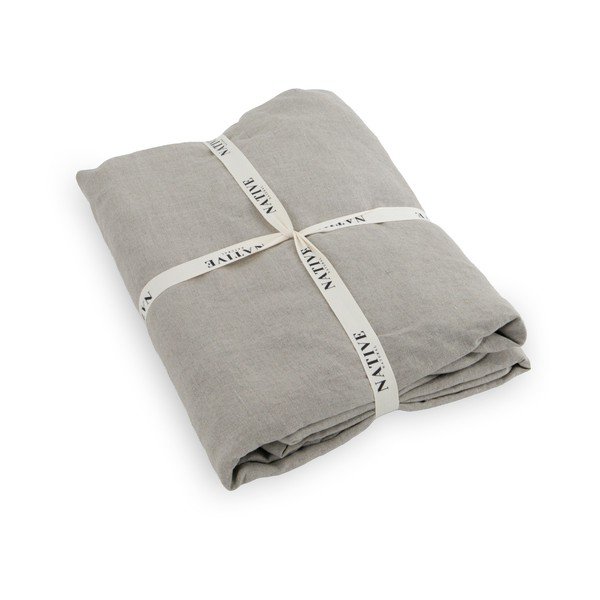 Lenjerie de pat gri deschis/taupe din in pentru pat de o persoană 135x200 cm Natural – Native Natural-image-2