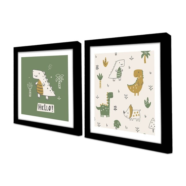 Tablouri pentru copii 2 buc. 33x33 cm Hello - Wallity-image-2