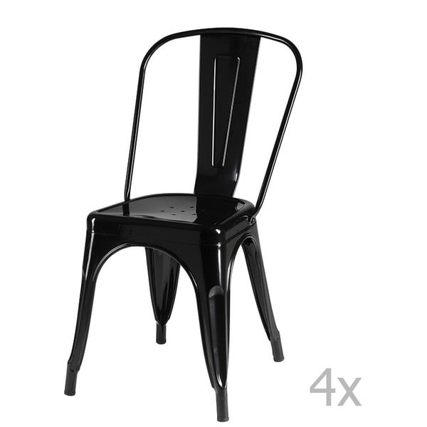 Set 4 scaune cu spătar Knuds Korona, negru