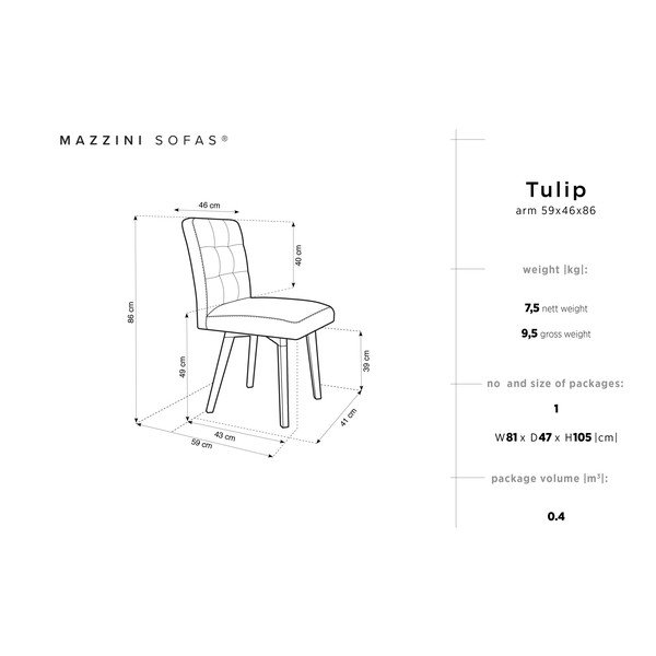 Scaun Mazzini Sofas Tulip, bej-image-3