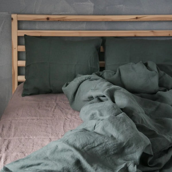 Față de pernă din in 40x40 cm Forest Green  – Linen Tales-image-1