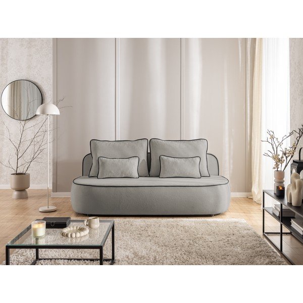 Canapea neagră/gri extensibilă/cu spațiu de depozitare cu tapițerie din catifea 210 cm Saga – Ropez-image-3