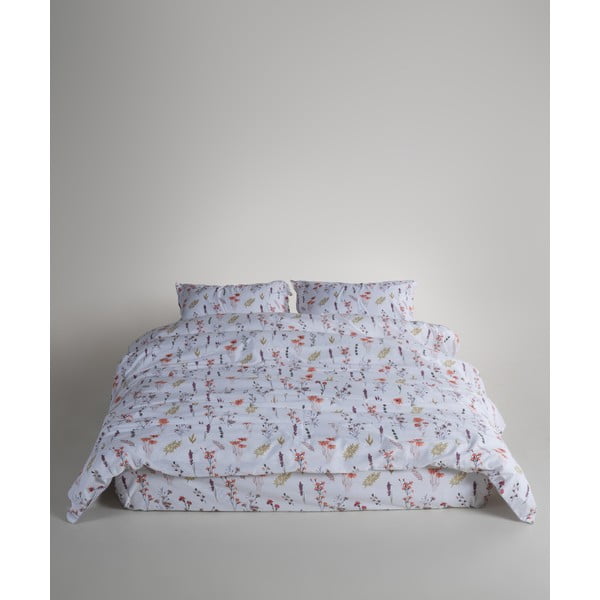 Lenjerie de pat albă din bumbac ranforcé pentru pat de o persoană 140x200 cm Floral Dance Autumn – Mila Home Luxury-image-2