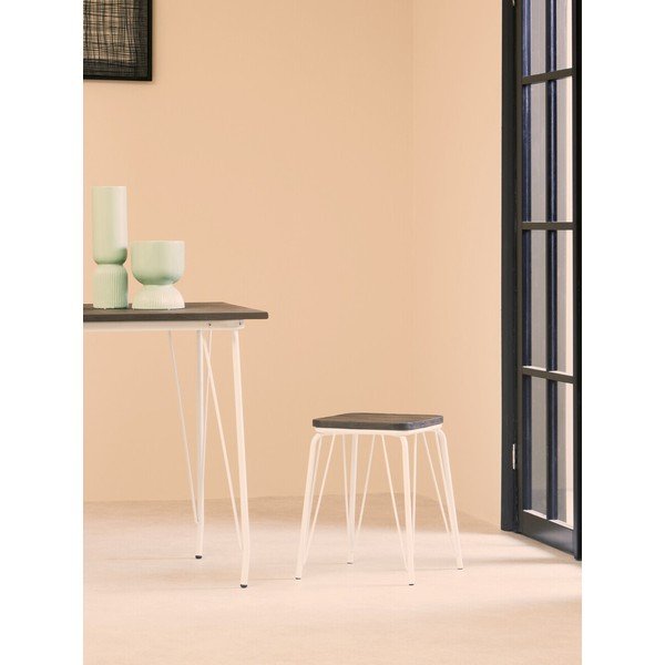 Scaun tip taburet alb/în culoare naturală închisă din lemn de ulm District – Premier Housewares-image-3