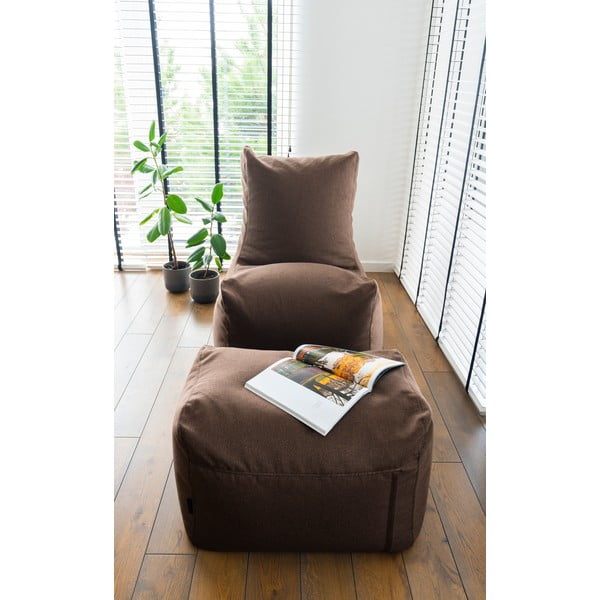 Fotoliu bean bag gri deschis cu tapițerie din țesătură bouclé Plus 70 Lounge – SLOWDOWN-image-1