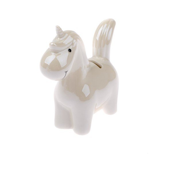 Decorațiune din porțelan în formă de unicorn Dakls Unicorn, înălțime 14,2 cm, alb