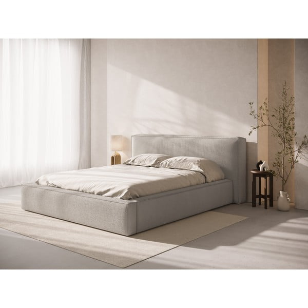 Tăblie de pat gri deschis tapițată 249x100 cm Olivia – Micadoni -image-1