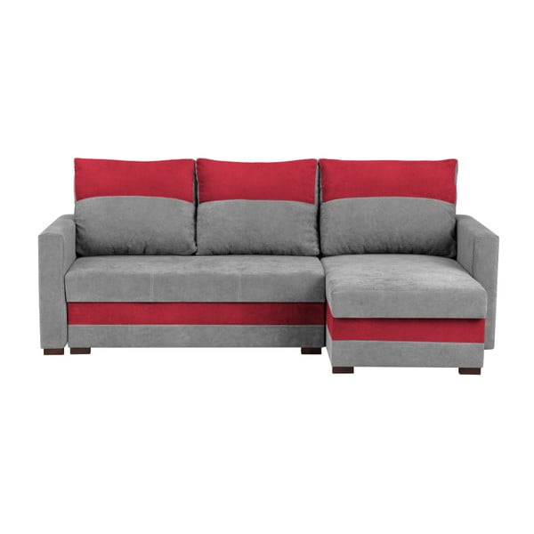 Canapea modulară extensibilă cu spațiu pentru depozitare Melart Frida, gri - roșu