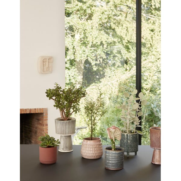 Set 2 ghivece din ceramică Hübsch Pot, bej - negru-image-2