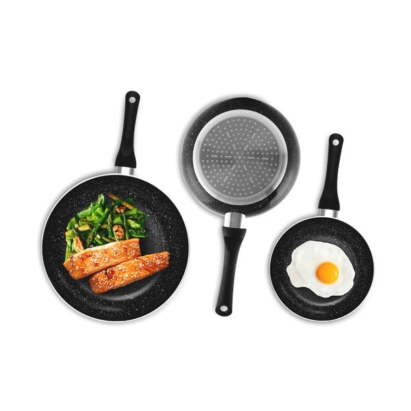 Set 3 tigăi InnovaGoods Stone, negru-image-2