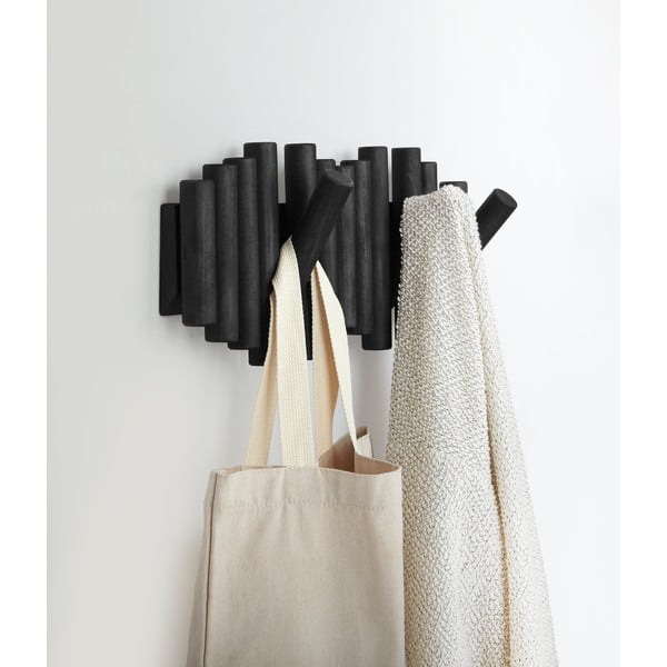 Cuier de perete negru din lemn masiv de pin Picket – Umbra-image-1