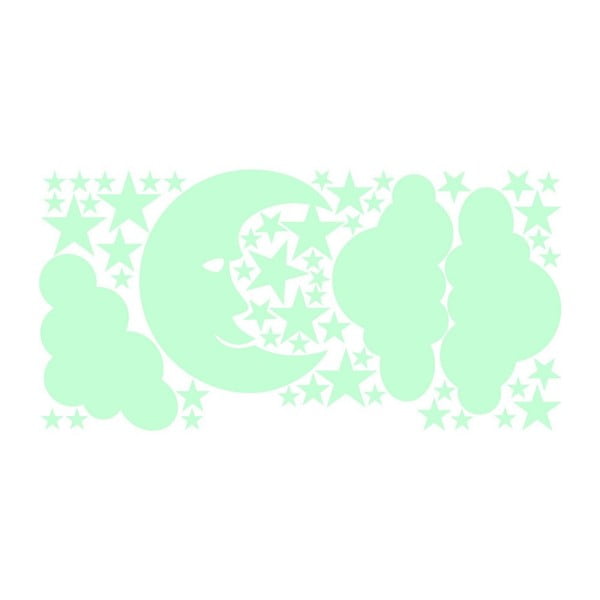 Autocolant fosforescent pentru perete Ambiance Moon and Clouds-image-1