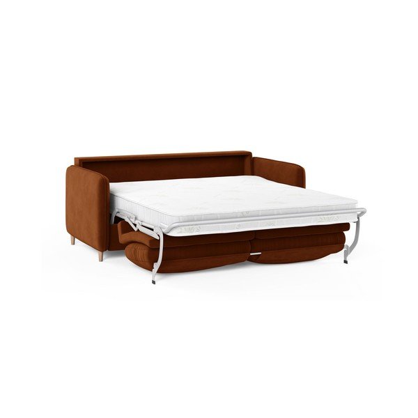 Canapea teracotă pentru dormitul zilnic cu tapițerie din catifea 184 cm – Micadoni -image-1