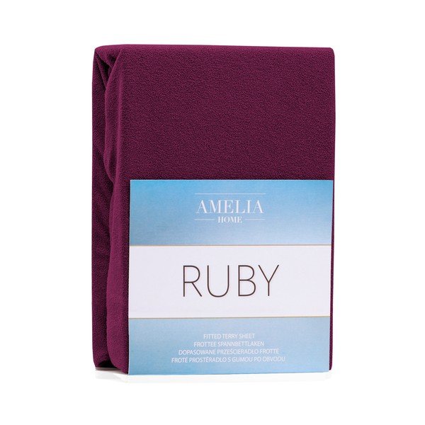 Cearșaf elastic pentru pat dublu AmeliaHome Ruby Siesta, 180-200 x 200 cm, vișiniu închis-image-2