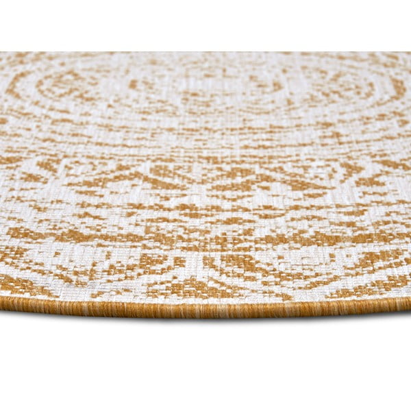 Covor de exterior galben ocru-alb rotund ø 140 cm Siruma – NORTHRUGS-image-3
