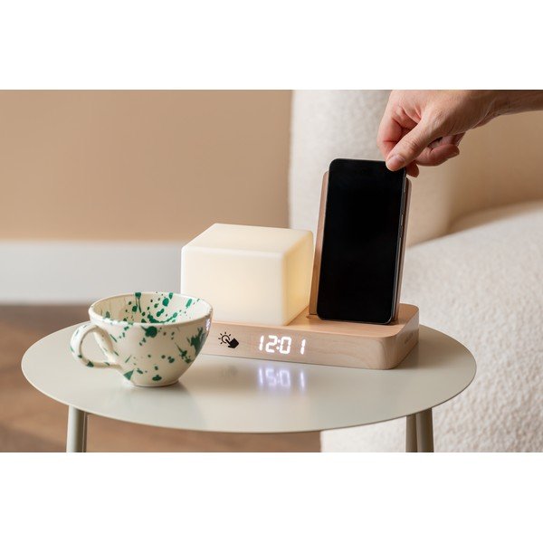 Ceas deșteptător digital/de masă cu încărcător wireless Retro LED Night Light – Karlsson-image-1