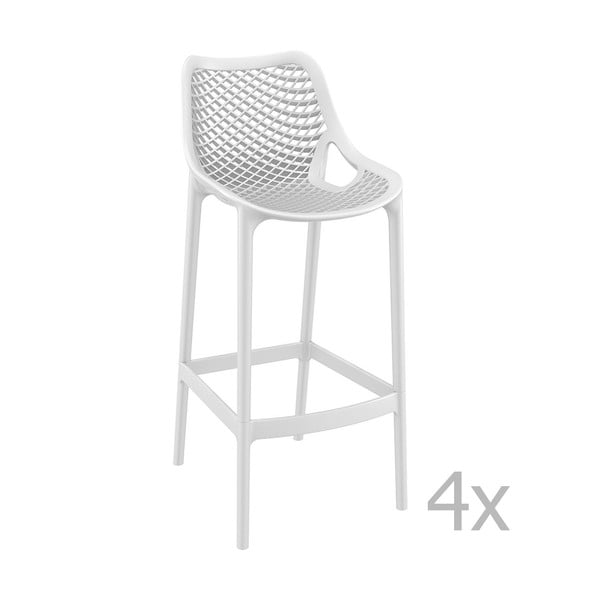Set 4 scaune bar Resol Grid Simple, înălțime 75 cm, alb