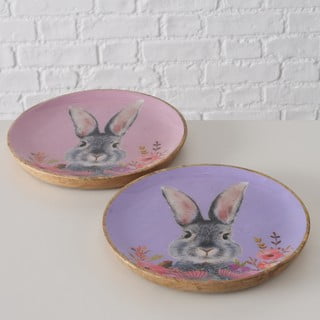 Farfurii roz/violet 2 buc. pentru desert ø 22 cm din lemn cu model de Paște Puschel - Boltze