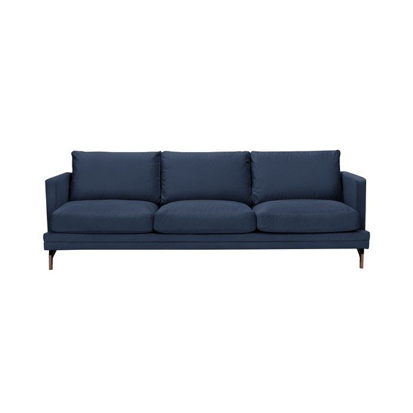 Canapea cu 3 locuri și picioare metalice aurii Windsor & Co Sofas Jupiter, albastru închis