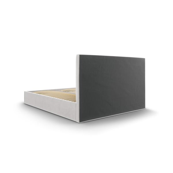 Pat matrimonial 160x200 cm gri deschis tapițat cu spațiu de depozitare cu somieră Juniper – Mazzini Beds-image-4