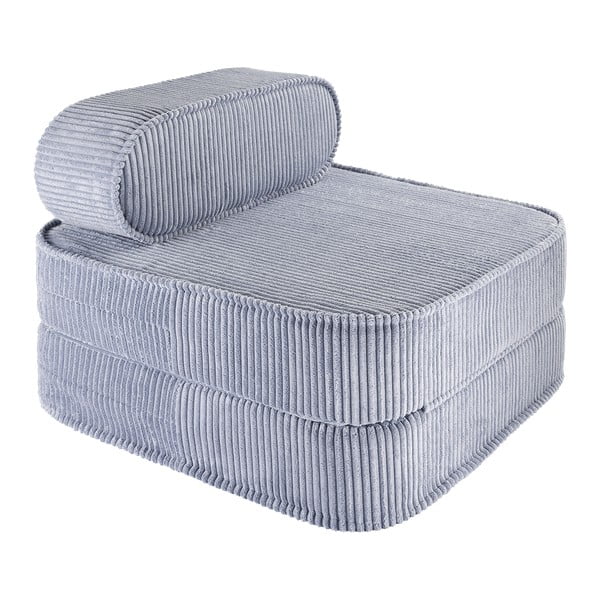 Fotoliu de copii albastru cu tapițerie din catifea reiată Flip – Wigiwama