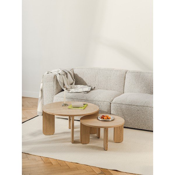 Măsuță de cafea în culoare naturală rotundă cu blat cu aspect de lemn de stejar ø 55 cm Kuvu – noo.ma-image-4