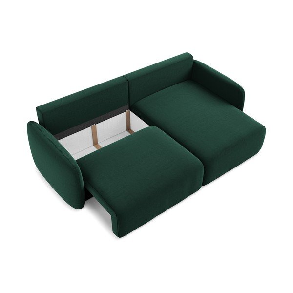 Colțar verde închis extensibil/cu spațiu de depozitare cu tapițerie din catifea (cu colț pe partea dreaptă/cu șezlong) Kalena – Makamii-image-4