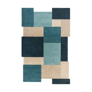 Covor din lână albastru-bej 240x150 cm Abstract Collage - Flair Rugs