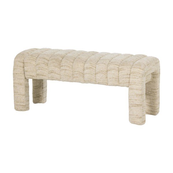 Bancă bej capitonată cu tapițerie din țesătură bouclé Frex – WOOOD-image-2