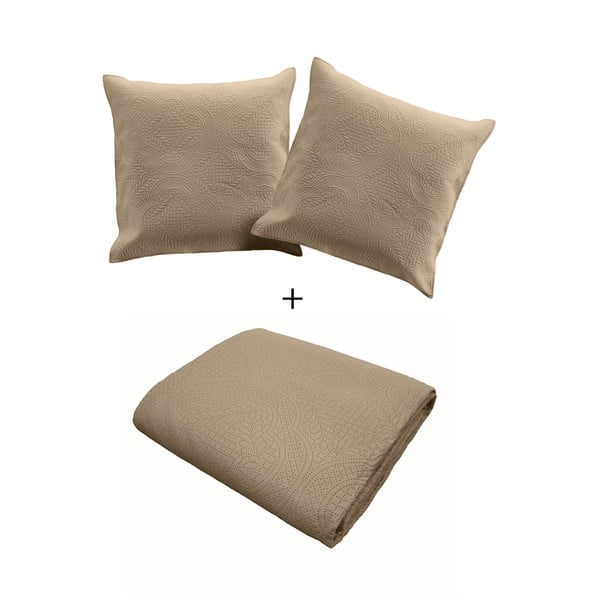 Set cuvertură și față de pernă bej matlasat din microfibră 240x220 cm Romane – douceur d'intérieur-image-2