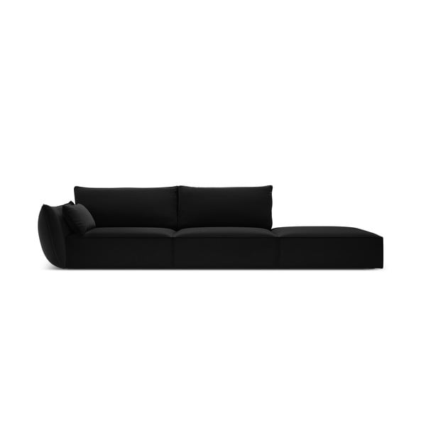 Canapea neagră cu tapițerie din catifea, cu colț pe partea stângă 264 cm Vanda – Mazzini Sofas