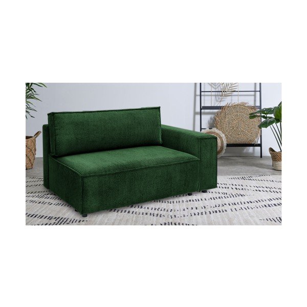 Modul pentru canapea verde cu tapițerie din catifea reiată  (cu colț pe partea dreaptă) Nihad modular – Bobochic Paris-image-1