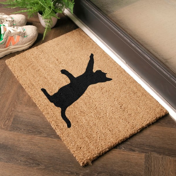 Covoraș de intrare din fibre de nucă de cocos 40x60 cm Cat – Artsy Doormats-image-1