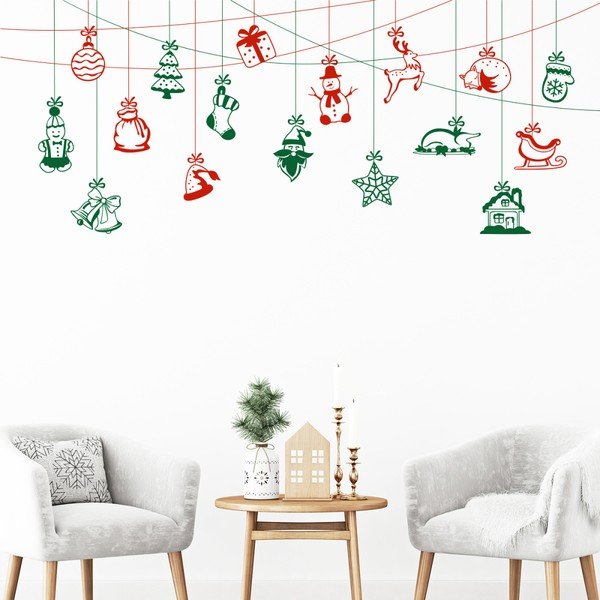 Autocolant de perete cu model pentru Crăciun Ambiance Wreath, 30 x 70 cm-image-1