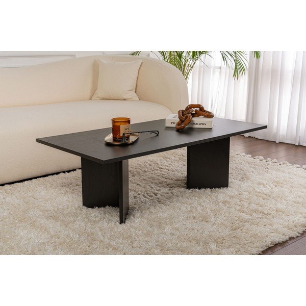 Măsuță de cafea neagră cu aspect mat 60x119 cm Sabin – Kalune Design-image-3