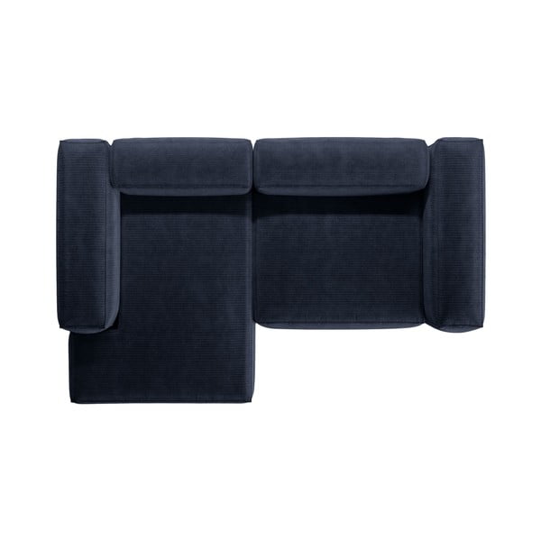 Colțar albastru închis cu tapițerie din catifea reiată  (cu colț pe partea stângă/cu șezlong) Bergamo – Cosmopolitan Design-image-3