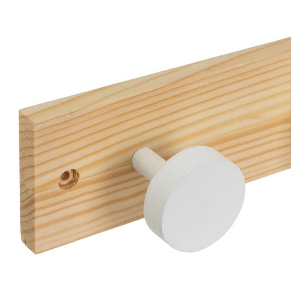 Cuier de perete alb-în culoare naturală din lemn de pin 40 cm Anillos – Casa Selección-image-1