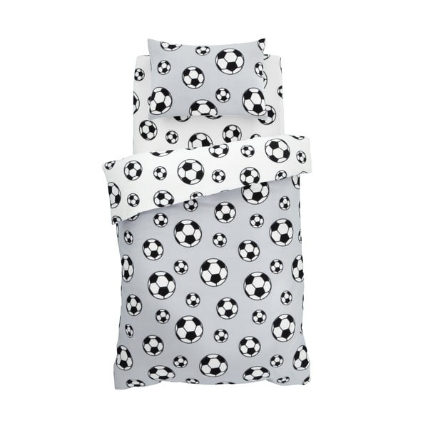 Lenjerie de pat pentru copii gri deschis din polar/fleece pentru pat dublu 200x200 cm Football – Catherine Lansfield