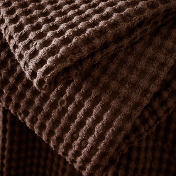 Pătură maro închis din bumbac 150x200 cm Jaipur Chunky Waffle – Pineapple Elephant-image-3