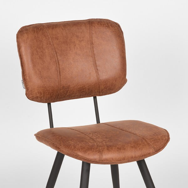 Scaune de dining maro coniac 2 buc. din piele Fos – LABEL51-image-1