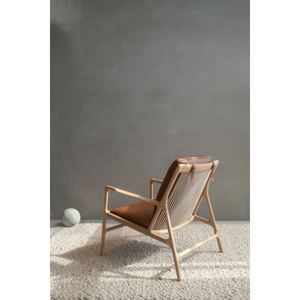 Fotoliu maro-natural cu tapițerie din piele Dedo – Gazzda-image-2