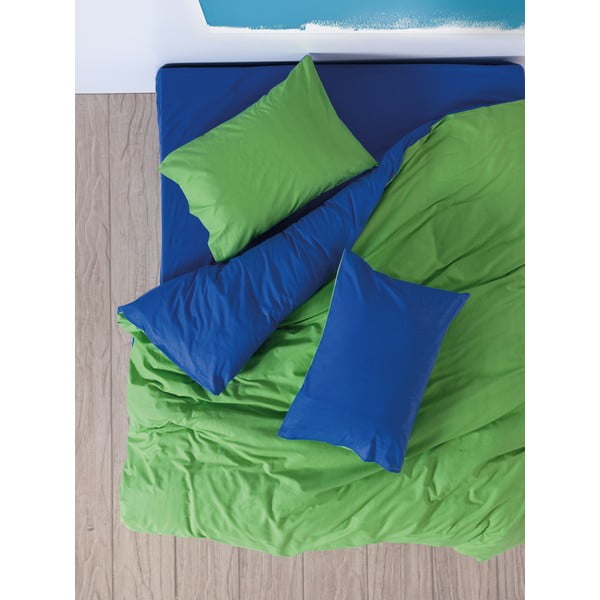 Lenjerie de pat verde-albastră din bumbac ranforcé pentru pat dublu, extinsă cu cearceaf inclus, cu 4 piese 200x220 cm Sage – Mijolnir-image-1