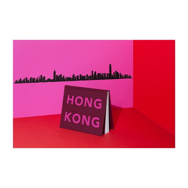 Decorațiune de perete cu silueta orașului The Line Hong Kong, negru