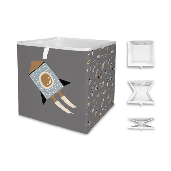 Cutie de depozitare pentru copii din țesătură gri Cosmos - Butter Kings