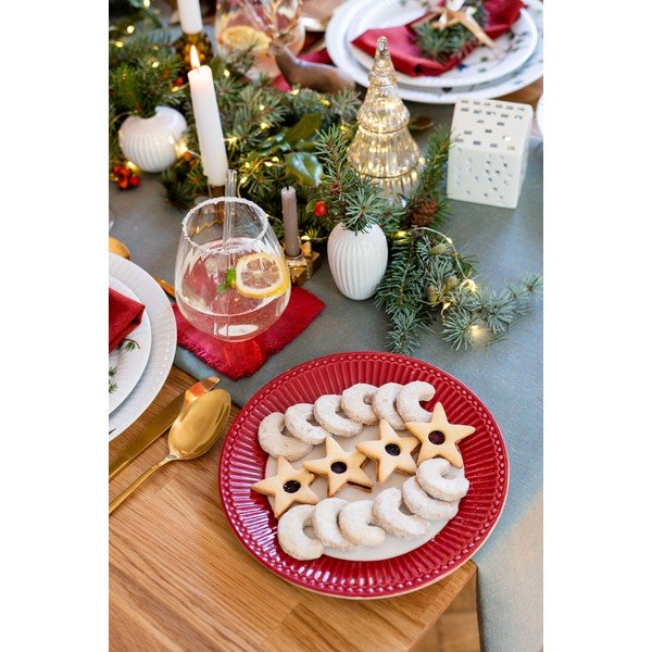 Suporturi pahare din in roșu 4 buc. – Linen Tales-image-1