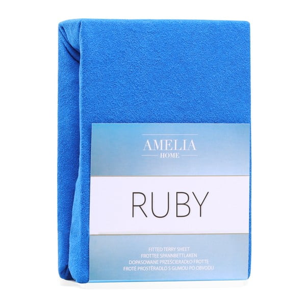 Cearșaf elastic pentru pat dublu AmeliaHome Ruby Siesta, 180-200 x 200 cm, albastru-image-2