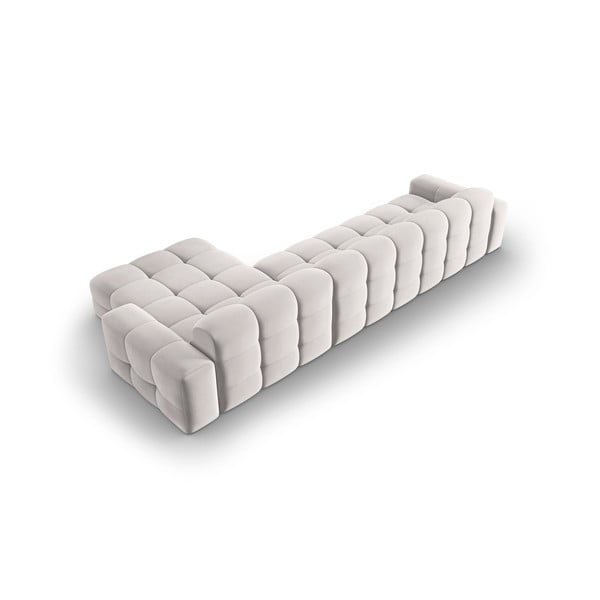 Colțar gri deschis cu tapițerie din catifea (pe partea dreaptă) Kendal – Micadoni Home-image-4