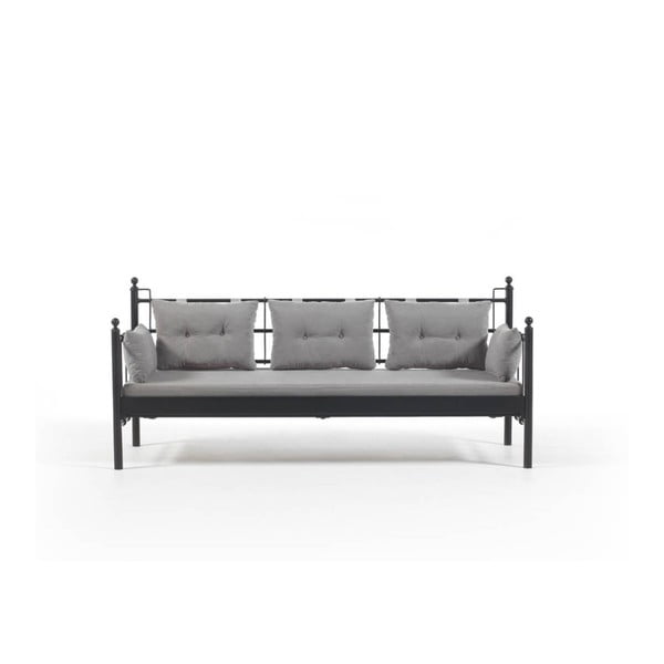 Canapea cu 3 locuri de grădină Lalas DKS, 96 x 209 cm, gri-negru