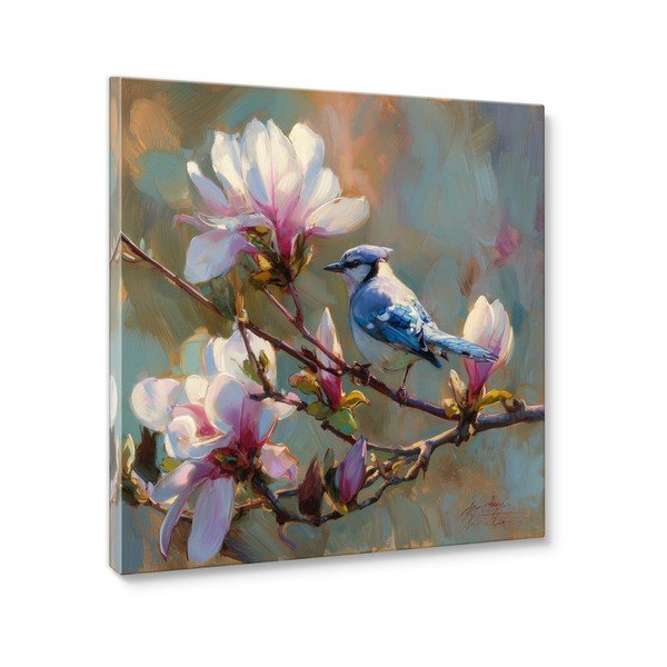 Tablou pe pânză imprimat 32x32 cm Bluejay & Blossom – Styler-image-3